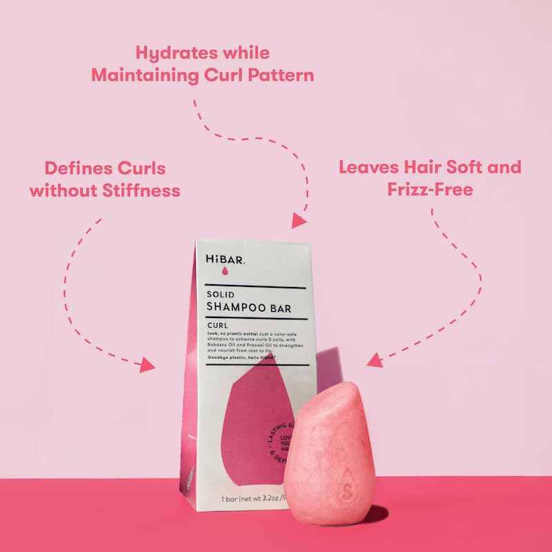 Image of HIBAR - Curl Shampoo Bar - For Curly Hair - Define, Cleanse & Nourish - With Babassu & Pracaxi Butter & Curl Complex - Plastic-Free - Soap, Paraben & Sulfate-Free - Color Safe & Vegan - 1 Solid Bar