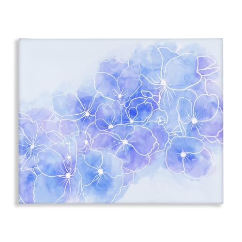 Stupell Industries Pastel Blue Floral Outline, 24 x 30 Inch Canvas Wall Art