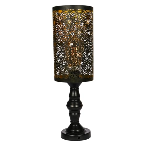 Image of DECOHOME Anitque Intricated Iron Base Metal Night Lamp (Black)
