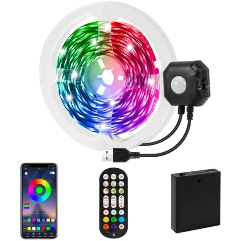HUEMIHUI Tiras LED de 4 metros, iluminación de sensor nocturno, tiras LED con sensor de movimiento Cover