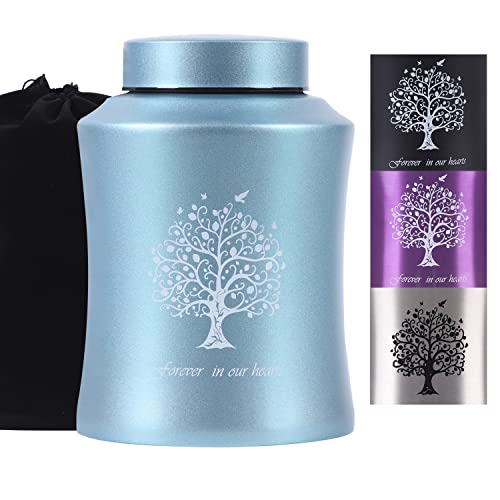 Tree of Life Urns for Human Ashes - Cremation Urns Adult for Funeral, Burial or Home - Cross Urns for Ashes Men Women - Decorative Urn for Ashes Male Female (160 Cubic inches, Blue(Tree))