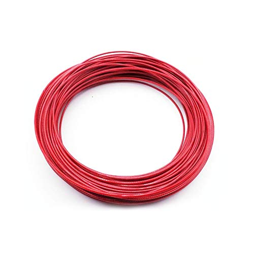 SOFIALXC 304 Stainless Wire Rope –Red nylon coated Cable for Hanging Lights, Fans, Pictures-Red 0.38mm x 100m/328ft