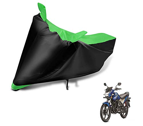 Image of Auto Hub Bike Cover Compatible with CB Shine with Mirror Pocket, Dustproof, Heat Resistant, Triple Stitched, CB Shine Bike Cover- Black, Green
