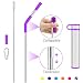 Produktbild Hydream Faltbare Teleskopisch Strohhalm Wiederverwendbar Edelstahl Trinkhalme und Umweltfreundlich Stroh Tragbar Aluminiumgehäuse mit Reinigungsbürste und Karabiner, für Reise, Haushalt (Violett)