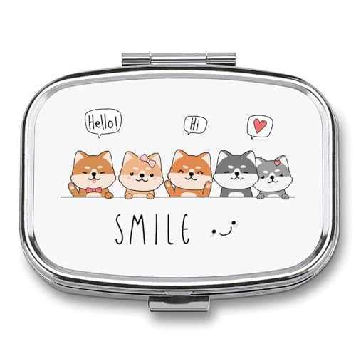 ピルケース 薬ケース 柴犬 可愛い 犬柄 小物入れパーツボックス携帯サプリメントケース 薬入れ 薬箱 コンパクト 金属 持ち運びに便利 小型 薄型 飲み忘れ防止 薬収納ケース サプリケース ガムケース くすりいれケース ドラッグ箱 ミニ薬箱 四角いケース