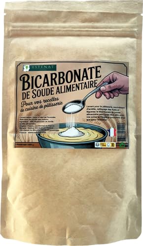 ESTÉNAT - Bicarbonate de Soude Alimentaire, Qualité Pâtisserie et Cuisine, 300g, Origine France – Poudre Écologique Multi-Usages, Cosmétique & Bain - exempt d’aluminium et de tout autre additif