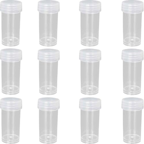 Image of WHYHKJ 12PCS Transparent Plastic Storage Jar Diamond Embroidery Small Beads Round Storage Jar 5x2.5cm Used for Storing Diamond Artwork Coins Screws Candy Pills Storage Boxes