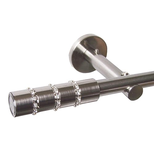 BASIT Gardinenstange mit Wandhalterung 240 cm lang Edelstahl Look im Set 1-läufige Gardinenstange Wandmontage Ø16mm Metall I 120-600 cm verfügbar H12 BASIT Gardinenstange mit Wandhalterung 240 cm lang Edelstahl Look im Set 1-läufige Gardinenstange Wandmontage Ø16mm Metall I 120-600 cm verfügbar H12