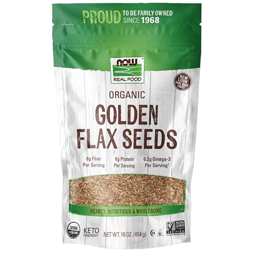 NOW Foods, Organic Golden Flax Seeds, Source of Essential Fatty Acids and Fiber, Certified Non-GMO,...