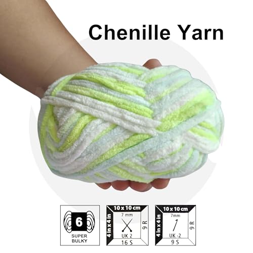 Image of VCR Neon Glow Tri-Color, 100 Grams Hank, 60 Meters Length, Premium Polyester Ball for Crochet and Knitting, Pack of 1 Yarn, Soft and Bulky Fur Suitable for DIY