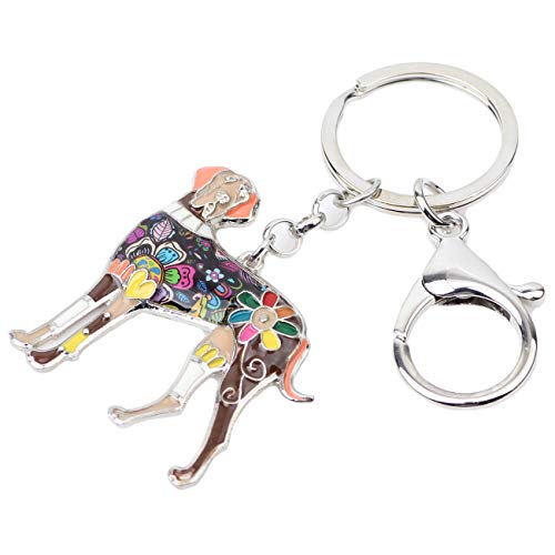 WEVENI Enamel Alloy Great Dane Dog Key Chain Ring Handbag Bag Charm Keychain Fashion Jewelry For Women Girls Gifts3