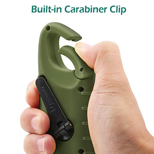 Geeric 2-Pack Hand Crank Solar Powered Flashlight, Emergency Rechargeable Led Flashlight, Survival Flashlight, Quick Snap Carabiner Dynamo Flashlight Torch For Outdoor Sports, Army Green+Black #TOP5