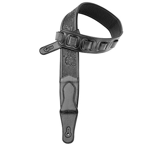 Walker & ‿Williams LIE-12 Sangle rembourrée en cuir pour guitare avec outil en relief Noir - Les Beatles, Paul McCartney, John Lennon, RIngo Starr, George Harrison Walker & ‿Williams LIE-12 Sangle rembourrée en cuir pour guitare avec outil en relief Noir – Image 7