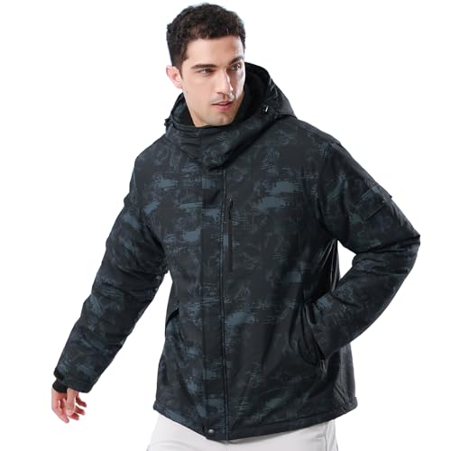Image of CAMEL CROWN Mens Winter Coat Waterproof Ski Jacket with Fleece Lining Warm Windproof for Snow Rain Outdoor Hiking Mountain