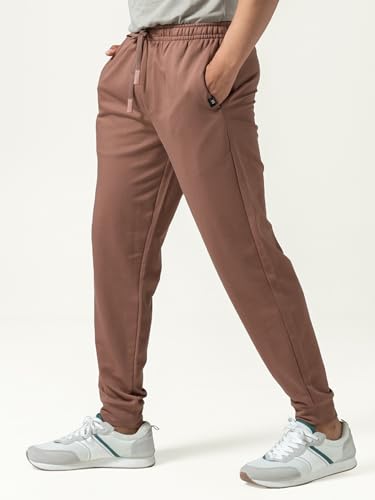 Image of DAMENSCH Men Mid Rise Regular Fit Cotton Blend Solid Moisture Wicking Antimicrobial Zipper Pocket Super Comfortable Baby Terry Lounge Joggers