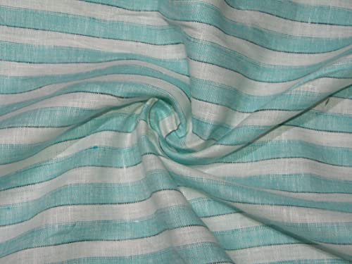 Tissu en lin à rayures vert ivoire pour décoration intérieure esprit nature