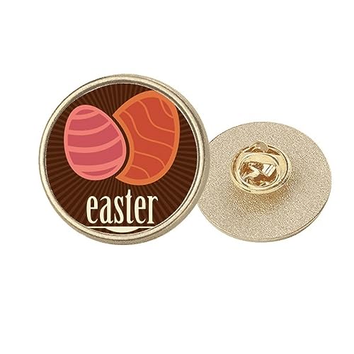 Broche ronde en métal doré œuf rouge de Pâques pour sublimer votre tenue de repas de famille