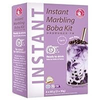 O’s Bubble Instant Marbling Boba Tee Kit TARO (4x 60g) | Bubble Tee | Mit Tapiokaperlen und Strohhalm