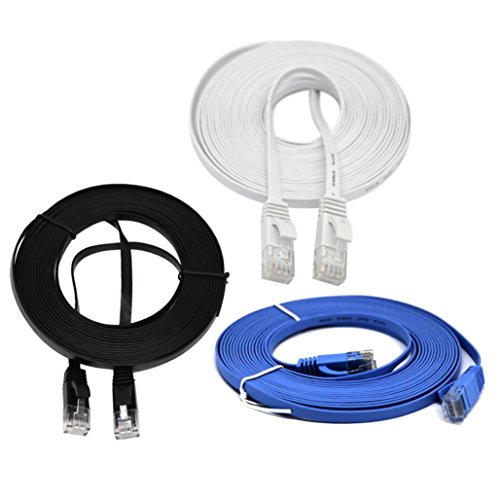 1M/2M/3M/5M/10M/15M/20M RJ45 CAT6 Ethernet Network LAN Cable Flat UTP Patch Router Interesting Lot ,Tuscom (1M, Blue)