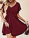 Beluring Damen Kurzarm Kleid Elegant Rüschenärmel Sommerkleid V-Ausschnitt Schönes Kleider Weinrot XL