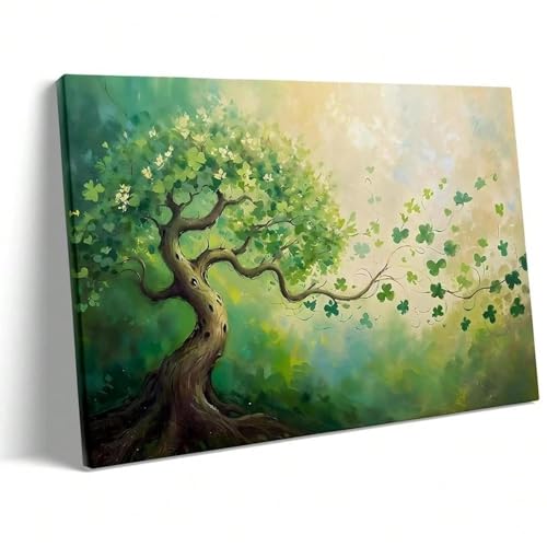 Peinture sur toile trèfle décoration murale maison et bureau 70x100cm XINBAO