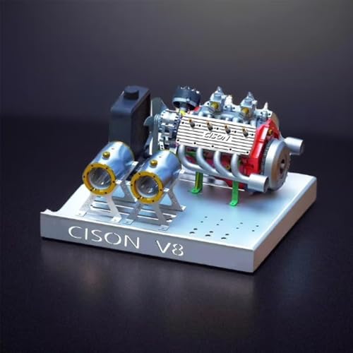 Vndgeouh Kit Motore Cison V8 A Benzina, 89% Benzina, Kit Modello Motore V8 Small-Block Ohv, 4 Tempi, 44 Cc, Raffreddato Ad Acqua, Kit Motore Mini V8 Funzionante, For Adulti(Blue) - 4