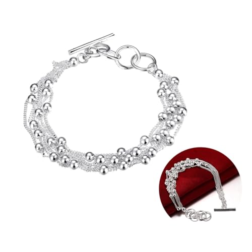 Bracelet en cuivre argenté avec perles de mode pour femmes