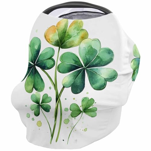 Nursing Cover for Breastfeeding Scarf, St. Patricks Day Shamrock Baby Car Covers Super Soft Multi Use for Canopy Shopping Cart Cover Blanket Stroller Cover