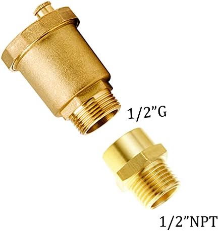 Joywayus Brass Automatic Float Valve Kit 1/2"G Air Bleeder Release Vent Valve & 1/2"G Female × 1/2"NPT Male Pipe Fitting Connector Adapter