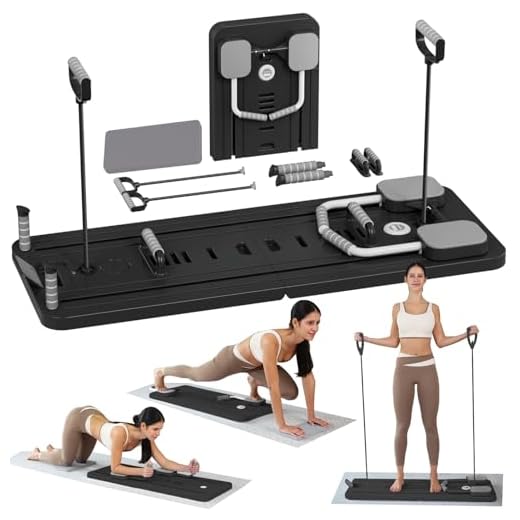 ExeractFit Pilates Board - 2025 Upgraded Plegable Pilates Reformer Machine Set per Hogar Pilates Equipment Multifuncional Rodillo Abdominales Rebote Automático Home Workout(Negro)