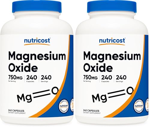 Nutricost Magnesium Oxide 750mg, 240 Capsules, 420mg of Magnesium, GMO-Free (Pack of 2)