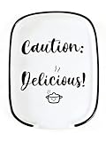 Kezario Ceramic Spoon Rest for Countertop, Large Heat-Resistant Utensil Holder & Small Dish with Funny Quote for Kitchen Decor