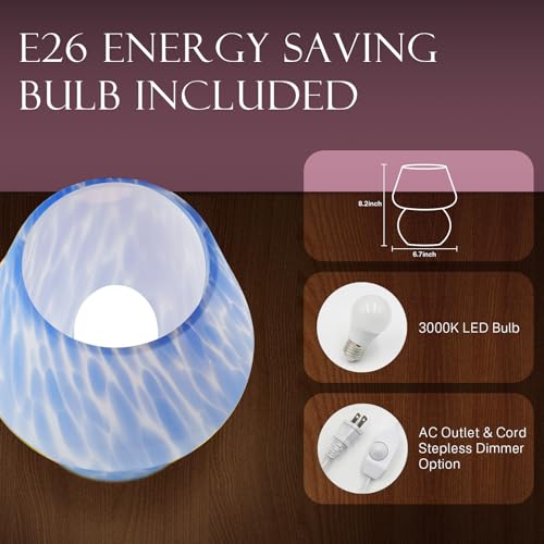 Image of Dawnwake Mushroom Lamp Table Lamp for Bedroom,Small Desk Bedside Lamps for Living Room,Mushroom Decor Cute Mini Modern Mid Century Lamps for Night Stands (Flame Blue)
