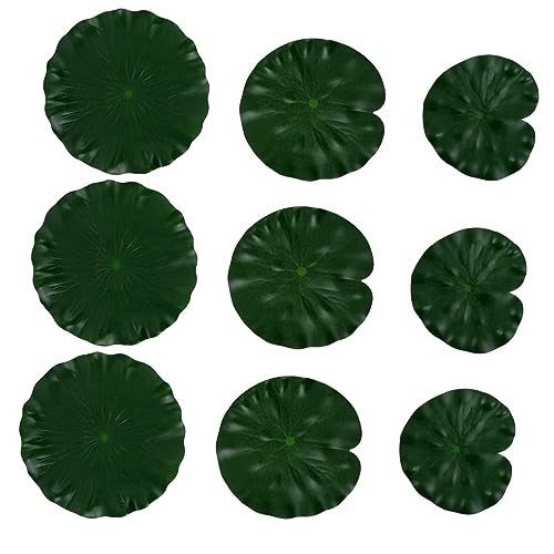 Mobestech 9piezas Decoración Artificiales De Nenúfares para Estanque De Piscina Adorno De Follaje Realista para Acuario
