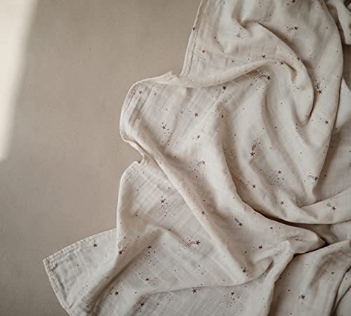 Image of mushie Muslin Baby Swaddle Blanket | 100% Organic Cotton (Falling Stars)