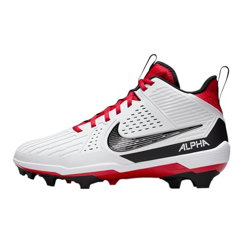 Nike Alpha Menace Strong Men's Football Cleats (II5139-102, White/University Red/Dark Smoke Grey/Black) Size 9.5