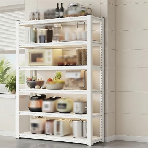 Scaffalatura in metallo regolabile a 6 ripiani, resistente, per garage, industriali, magazzini e affari, colore nero, 180 x 70 x 30 cm