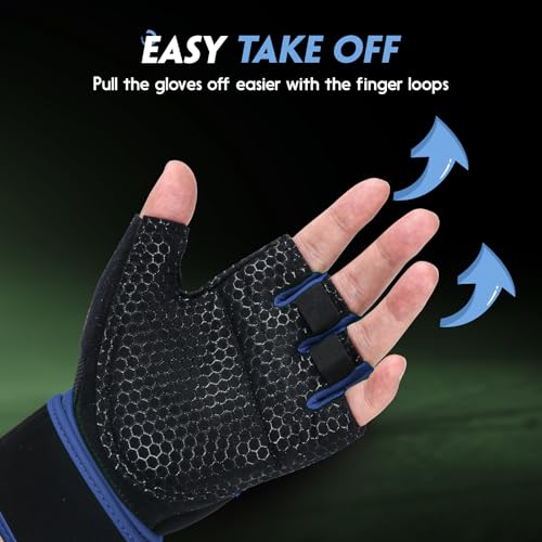 Image of Workout Gloves Gym Gloves Weight Lifting Gloves for Men Women with Full Palm Pad,Strong Wrist Wraps Support,Enhanced Grip,for Fitness,Training,Weightlifting,Exercise