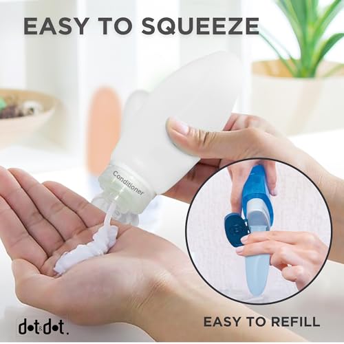 Image of Dot&Dot Leak Proof Travel Bottles - Tubes for Liquid TSA Approved 3oz Silicone Toiletries Travel Shampoo & Conditioner Containers with Labels