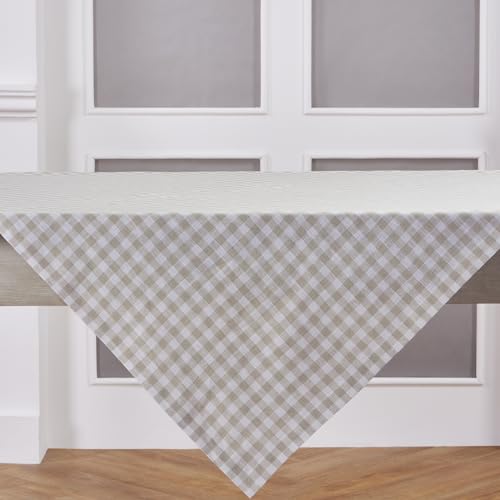 Solino Home Linen Square Tablecloth 52 x 52 Inch - 100% Pure Linen Natural Gingham Check Tablecloth - Machine Washable Table Throw for Spring, Summer by Solino Home - Image 4