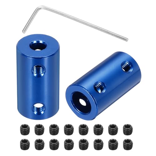 QUARKZMAN Starre Schraubenkupplung 5mm bis 8mm Wellenkupplung Verbinder L25mm x D14mm Stahlverbindungsstück Starre Kupplung Set für 3D-Drucker DIY-Encoder mit 16 Schrauben, 4 Stück