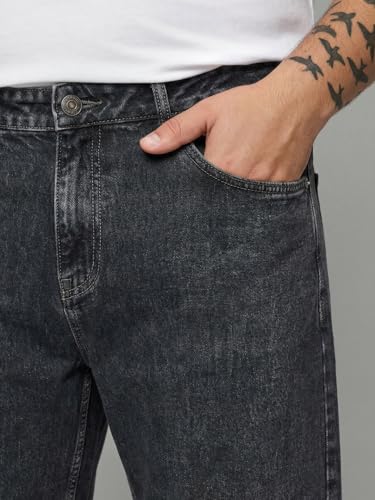 Image of Urbano Plus Men's Relaxed Fit Washed Denim Jeans Non-Stretchable
