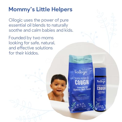 Image of Oilogic Stuffy Nose & Cough, Essential Oil Vapor Bath & Epsom Salt Soak | Gentle Bath Baby Essentials with 100% Pure Essential Oils Soothe Cough & Stuffy Nose - Pediatrician-Tested Baby Care Products