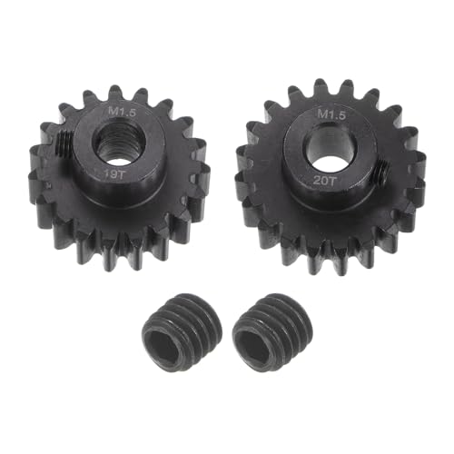 QUARKZMAN Mod 1,5 Ritzel Set Zahnrad Zahnräder 8mm Welle 19T 20T Motorritzel aus gehärtetem Stahl für RC Auto (2 Stück)