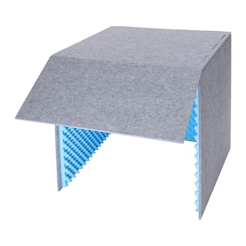 Cubierta Acústica de Escritorio, Panel Absorbente de Sonido Vocal de 31.4 Pulgadas, Cubo de Aislamiento para Micrófono para Oficina y Estudio en Casa, Azul+Gris miniatura 4