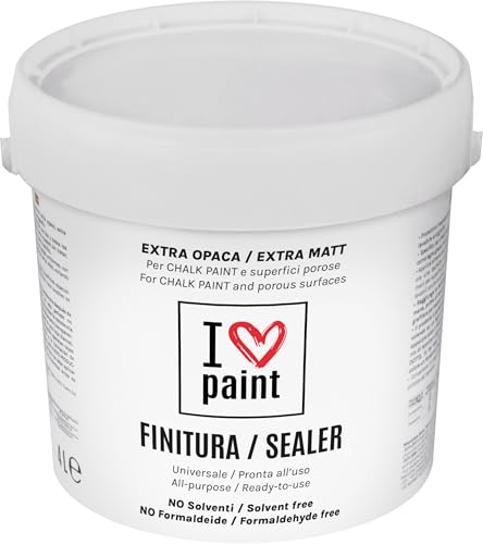 Finitura per Chalk Paint trasparente opaca 4 Litri - Extra protezione lavabile e antigraffio per tutte le superfici porose - Senza solventi e formaldeide – Professionale inodore a base di acqua