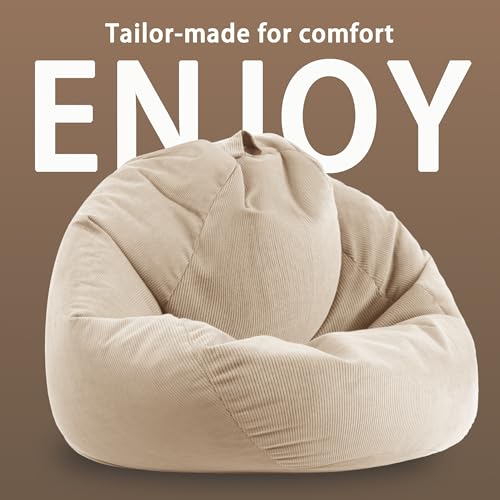 Image of ENBAOHUI Kids Memory Foam Bean Bag Chairs for Teens with Filling Boy Girl Kid Toddler Sofa Comfoy Chair Kahki