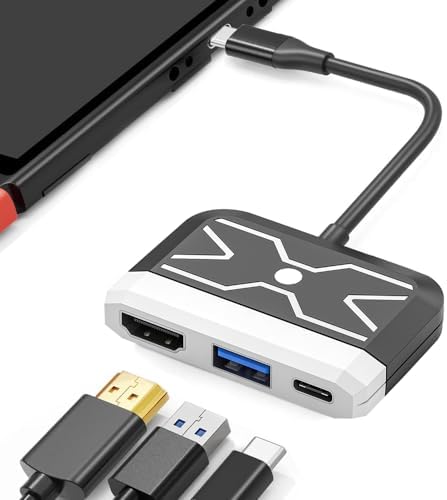 3 in 1 Switch Dock für Switch/Switch OLED, USB 3.0 Port, Type C PD2.0 Aufladung Portable Switch Docking Station Travel mit 4K HDMI für Nintendo Switch Portable Switch TV Adapter