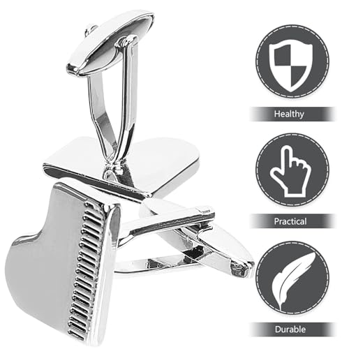 Gemelos de piano para hombre, 1 par de botones para camisa blanca miniatura 4