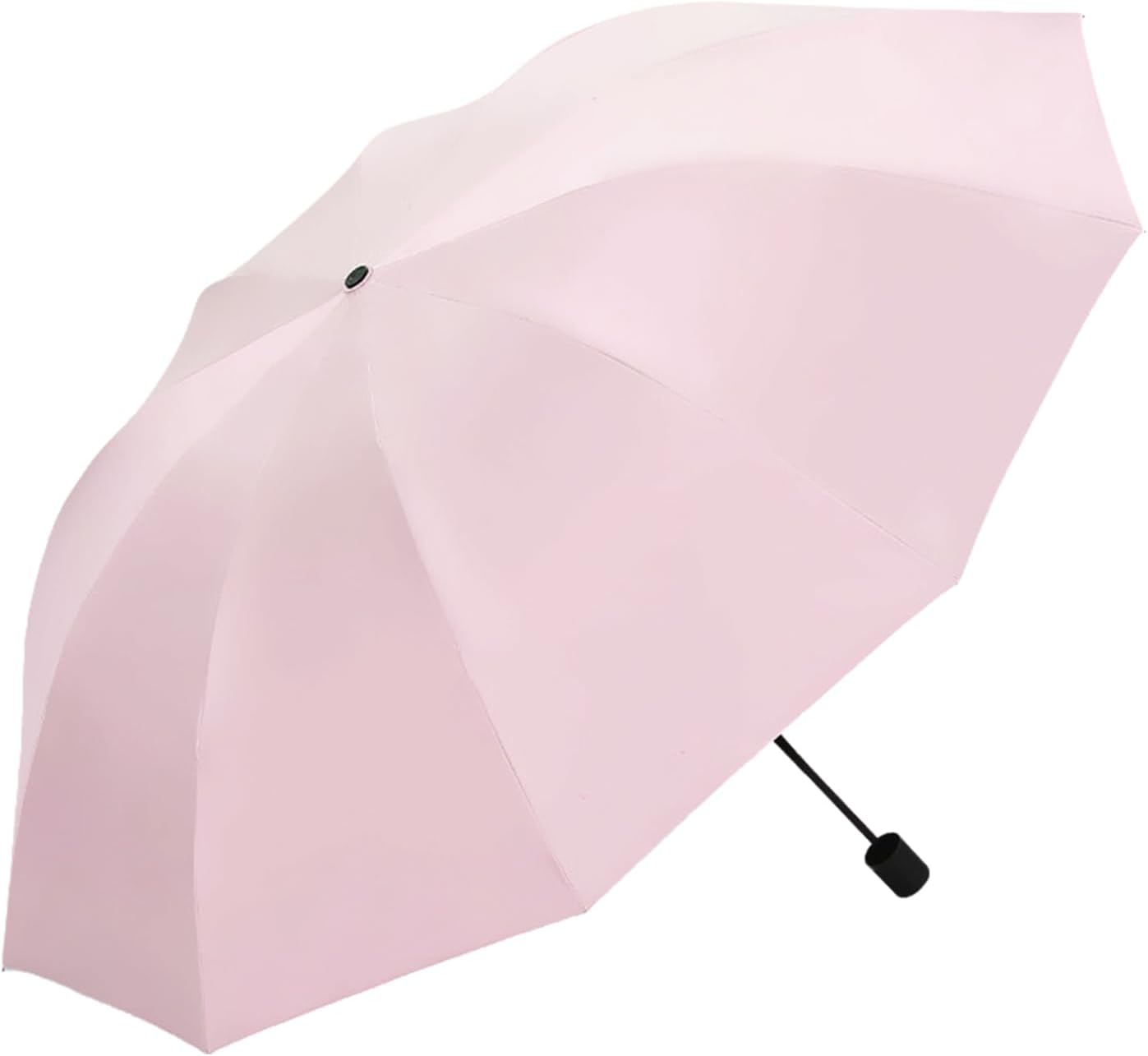 10-Rib Windproof Travel Umbrella - Compact & Portable UV Protection Sun Umbrella for Backpack, Lightweight Folding Umbrella for Car & Walking, Stylish Pink Design